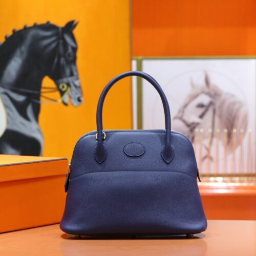 wsxc1765191105200_0 Joe Luxury Bolide Epsom Leather Gem Blue Gold Hardware 27cm Full Handmade