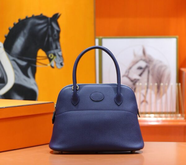 Joe Luxury Bolide Epsom Leather Gem Blue Gold Hardware 27cm Full Handmade