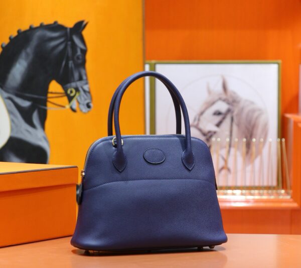 Joe Luxury Bolide Epsom Leather Gem Blue Gold Hardware 27cm Full Handmade