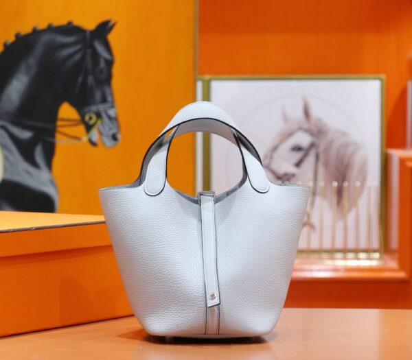 Joe Luxury Picotin Togo Leather Fresh Light Blue Silver Hardware 18cm Full Handmade