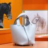 Joe Luxury Picotin Togo Leather Fresh Light Blue Silver Hardware 18cm Full Handmade