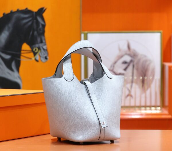 Joe Luxury Picotin Togo Leather Fresh Light Blue Silver Hardware 18cm Full Handmade