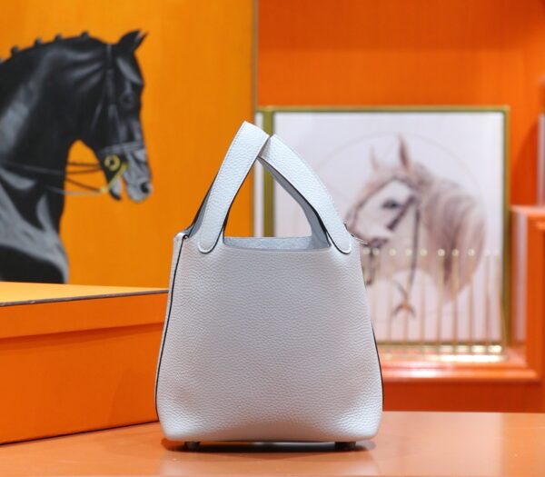 Joe Luxury Picotin Togo Leather Fresh Light Blue Silver Hardware 18cm Full Handmade