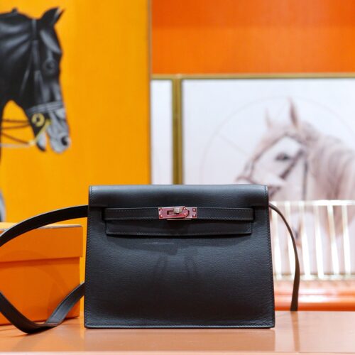 Joe Luxury Kelly Danse Evercolor Leather CK89 Black Silver Hardware 22cm Full Handmade