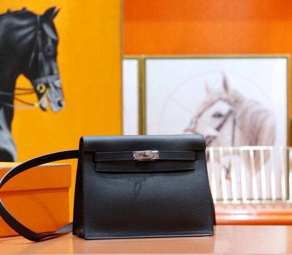 Joe Luxury Kelly Danse Evercolor Leather CK89 Black Silver Hardware 22cm Full Handmade