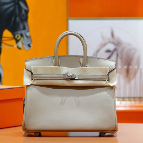 wsxc1765451542477_0 Joe Luxury Birkin Swift Leather Turtledove Grey Silver Hardware 25cm Full Handmade