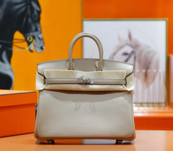Joe Luxury Birkin Swift Leather Turtledove Grey Silver Hardware 25cm Full Handmade