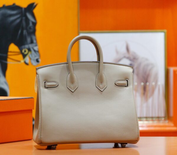 Joe Luxury Birkin Swift Leather Turtledove Grey Silver Hardware 25cm Full Handmade