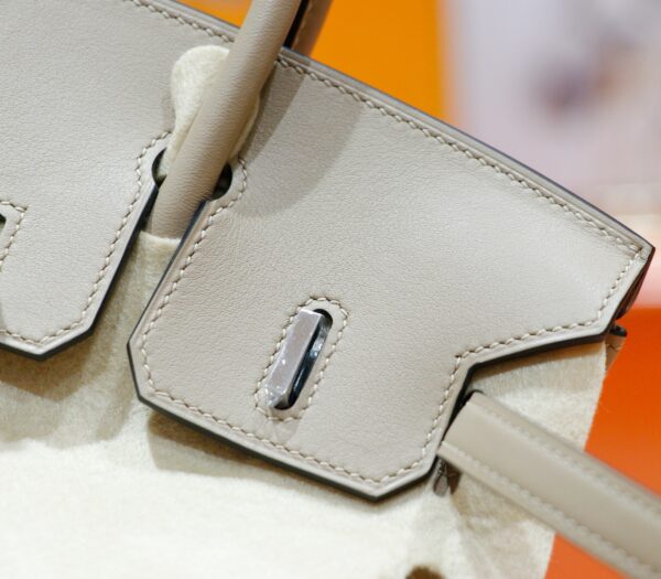 Joe Luxury Birkin Swift Leather Turtledove Grey Silver Hardware 25cm Full Handmade