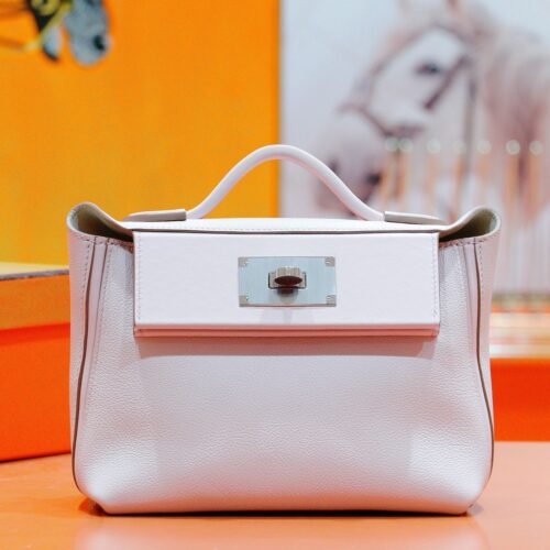 Joe Luxury Mini Kelly 2424 Evercolor Light Pink Silver Hardware 21cm Full Handmade