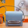 Joe Luxury Roulis Evercolor Leather Linen Blue Silver Hardware 19cm Full Handmade