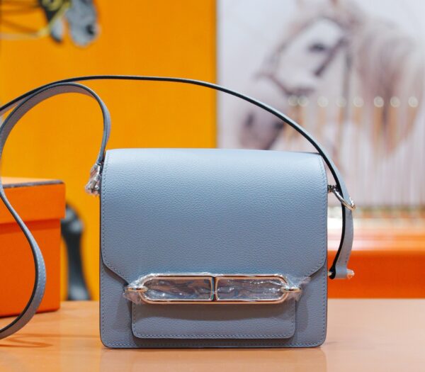 Joe Luxury Roulis Evercolor Leather Linen Blue Silver Hardware 19cm Full Handmade