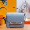 Joe Luxury Roulis Evercolor Leather Linen Blue Silver Hardware 19cm Full Handmade