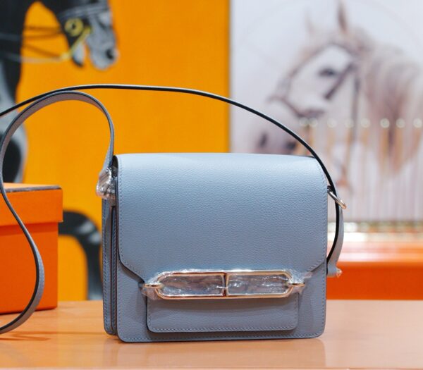 Joe Luxury Roulis Evercolor Leather Linen Blue Silver Hardware 19cm Full Handmade
