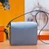 Joe Luxury Roulis Evercolor Leather Linen Blue Silver Hardware 19cm Full Handmade