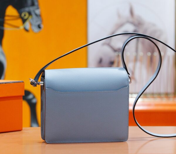 Joe Luxury Roulis Evercolor Leather Linen Blue Silver Hardware 19cm Full Handmade