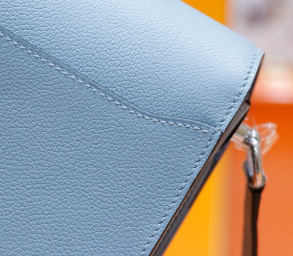 Joe Luxury Roulis Evercolor Leather Linen Blue Silver Hardware 19cm Full Handmade