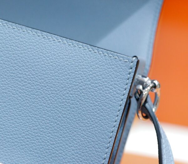 Joe Luxury Roulis Evercolor Leather Linen Blue Silver Hardware 19cm Full Handmade
