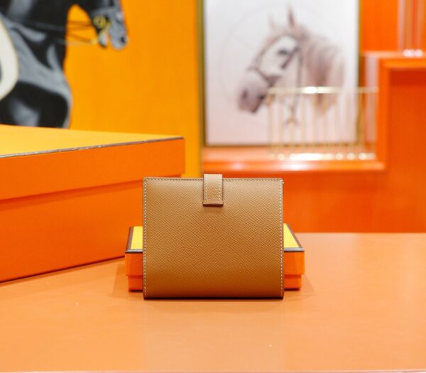 Joe Luxury Beran Short Wallet Epsom Leather Gold Brown Silver Hardware 10.5cm Full Handmade
