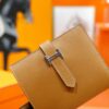 Joe Luxury Beran Short Wallet Epsom Leather Gold Brown Silver Hardware 10.5cm Full Handmade