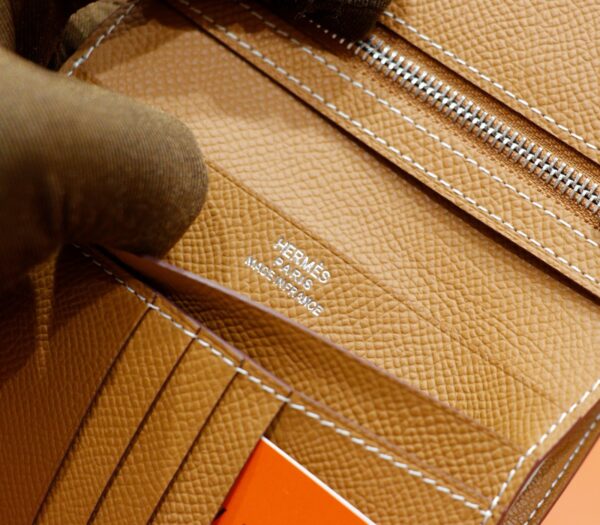 Joe Luxury Beran Short Wallet Epsom Leather Gold Brown Silver Hardware 10.5cm Full Handmade