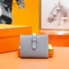 Joe Luxury Beran Short Wallet Epsom Leather Linen Blue Silver Hardware 10.5cm Full Handmade