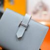 Joe Luxury Beran Short Wallet Epsom Leather Linen Blue Silver Hardware 10.5cm Full Handmade