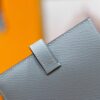 Joe Luxury Beran Short Wallet Epsom Leather Linen Blue Silver Hardware 10.5cm Full Handmade