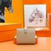 Joe Luxury Beran Short Wallet Epsom Leather Turtledove Khaki Silver Hardware 10.5cm Full Handmade