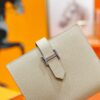 Joe Luxury Beran Short Wallet Epsom Leather Turtledove Khaki Silver Hardware 10.5cm Full Handmade