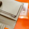 Joe Luxury Beran Short Wallet Epsom Leather Turtledove Khaki Silver Hardware 10.5cm Full Handmade