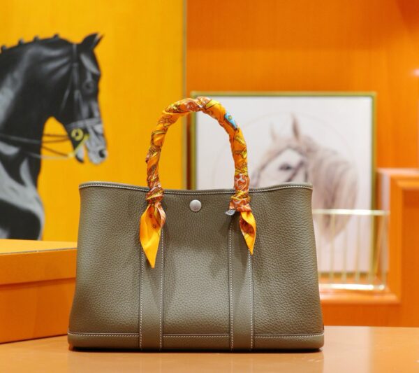 Joe Luxury Garden Party Togo Leather Etoupe Grey Silver Hardware 30cm Full Handmade