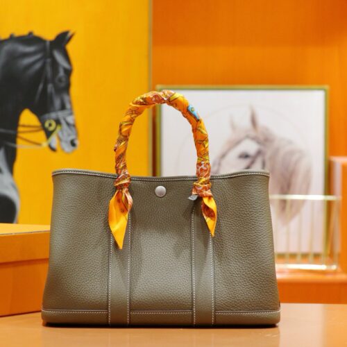 Joe Luxury Garden Party Togo Leather Etoupe Grey Silver Hardware 30cm Full Handmade