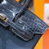 Joe Luxury Birkin Togo & Shiny Alligator Crocodile Gem Blue Silver Hardware 25cm Full Handmade