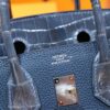 Joe Luxury Birkin Togo & Shiny Alligator Crocodile Gem Blue Silver Hardware 25cm Full Handmade