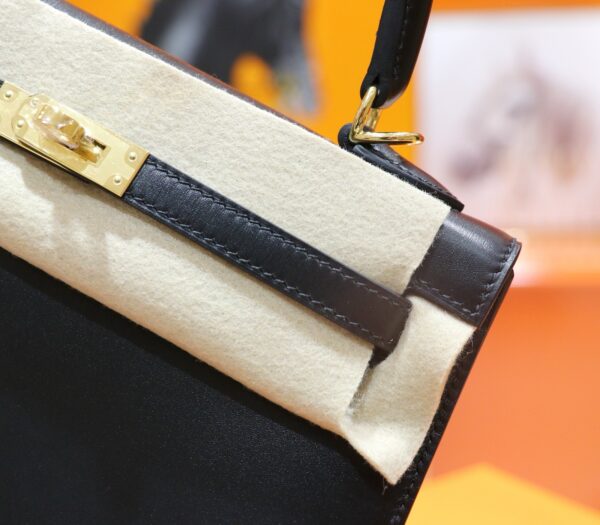 Joe Luxury Kelly Shiny Box Leather CK89 Black Gold Hardware 25cm Full Handmade