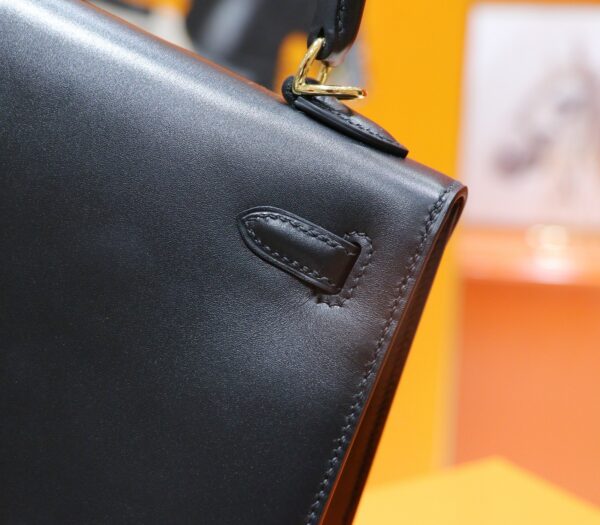 Joe Luxury Kelly Shiny Box Leather CK89 Black Gold Hardware 25cm Full Handmade