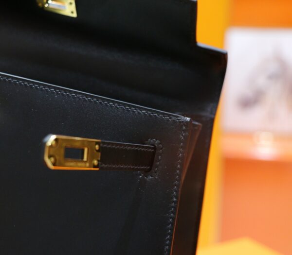 Joe Luxury Kelly Shiny Box Leather CK89 Black Gold Hardware 25cm Full Handmade