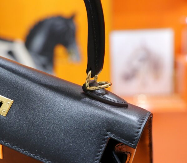 Joe Luxury Kelly Shiny Box Leather CK89 Black Gold Hardware 25cm Full Handmade