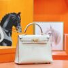 Joe Luxury Kelly Ostrich Leather Wool White Gold Hardware 25cm Full Handmade