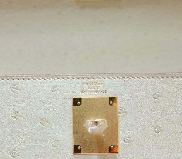 Joe Luxury Kelly Ostrich Leather Wool White Gold Hardware 25cm Full Handmade