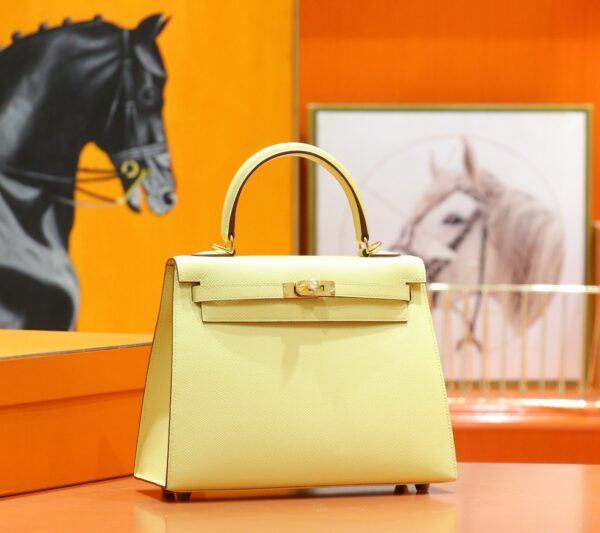 Joe Luxury Kelly Epsom Leather Lemon Yellow Gold Hardware 25cm Full Handmade