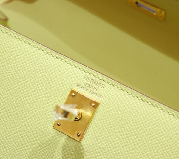 Joe Luxury Kelly Epsom Leather Lemon Yellow Gold Hardware 25cm Full Handmade