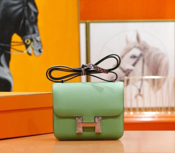 Joe Luxury Constance Epsom Leather Avocado Green Silver Hardware 18cm Full Handmade