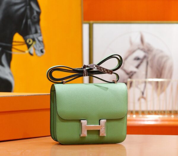 Joe Luxury Constance Epsom Leather Avocado Green Silver Hardware 18cm Full Handmade