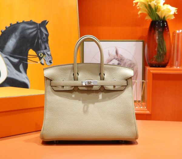 Joe Luxury Birkin Togo Leather Turtledove Khaki Silver Hardware 25cm Full Handmade