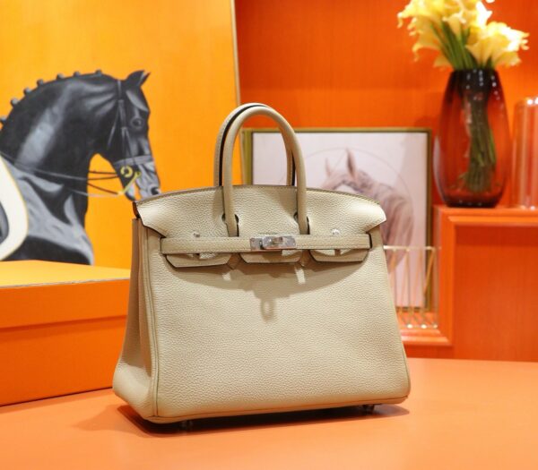 Joe Luxury Birkin Togo Leather Turtledove Khaki Silver Hardware 25cm Full Handmade