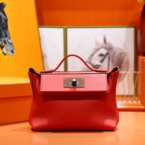 Joe Luxury Kelly 2424 Evercolor & Swift Leather Chinese Red Silver Hardware 21cm Full Handmade Joe Luxury Kelly 2424 Evercolor & Swift Leather Chinese Red Silver Hardware 21cm Full Handmade