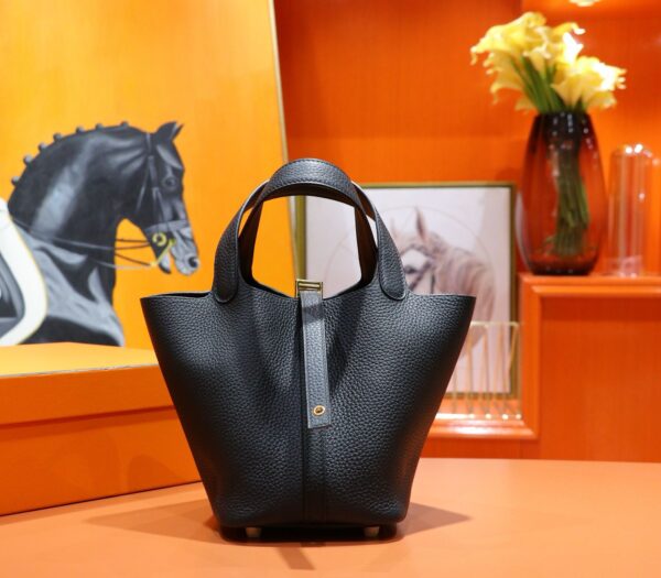 Joe Luxury Picotin Togo Leather CK89 Black Gold Hardware 18cm Full Handmade