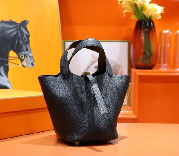 Joe Luxury Picotin Togo Leather CK89 Black Gold Hardware 18cm Full Handmade
